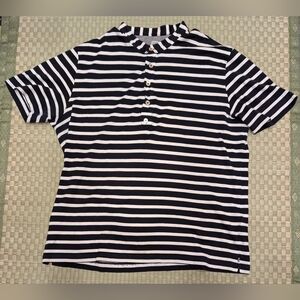 Eleventy Platinum Cotton Nautical Strip Henley Navy Men's Size XL Made in Italy